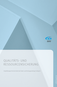 Cover mit hellblauen Prismen der BJR Empfehlung zur Qualitäts- und Ressourcensicherung der Arbeit der SJR und KJR (QRS)