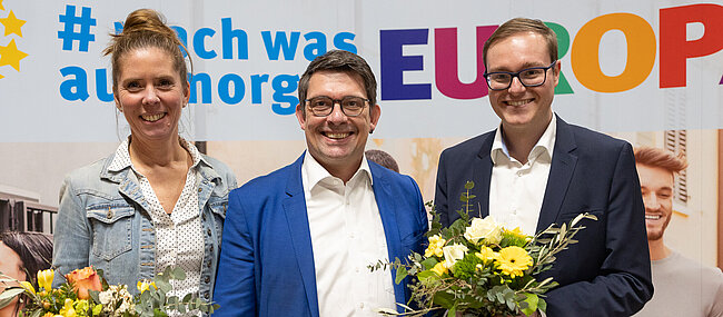 Vizepräsidentin Ilo Schuhmacher, Präsident Matthias Fack mit dem neugewählten Präsidenten Philipp Seitz